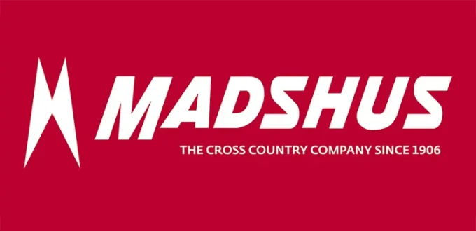 Логотип Madshus - Белые буквы на красном фоне